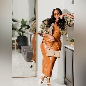 Brown Faux leather dress